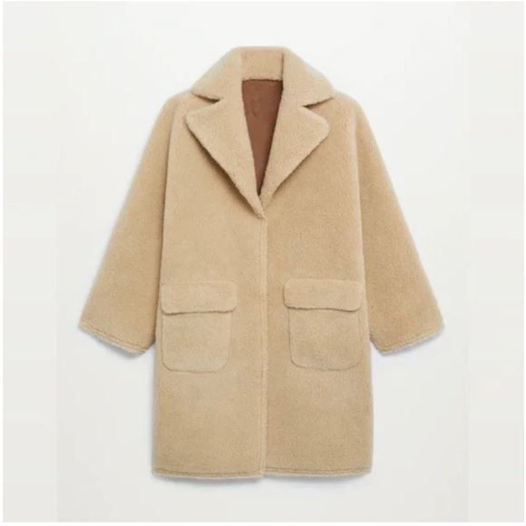 Mango Faux Shearling & Suede Reversible Long Coat - Picture 3 of 7